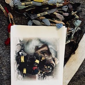 9/11 Fireman with Angel Spirit Tribute Cross-stitch Kit